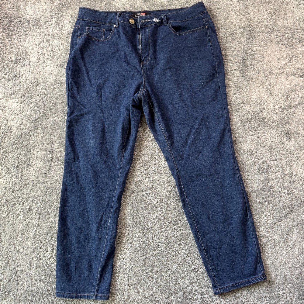 Denim Fever Straight Leg Jeans 20 Dark Wash Stretch Cotton Blend